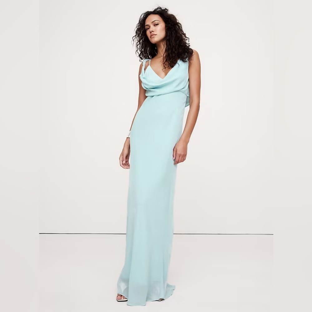 NWT! Banana Republic Bali Blue Twisted Shoulder Maxi Dress - Size 8